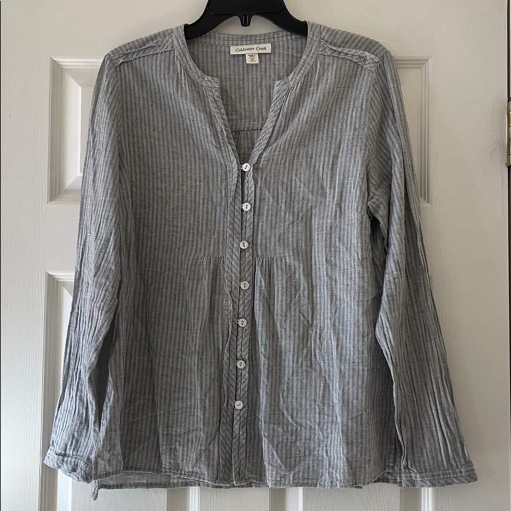 Coldwater Creek gray cotton long-sleeve shirt